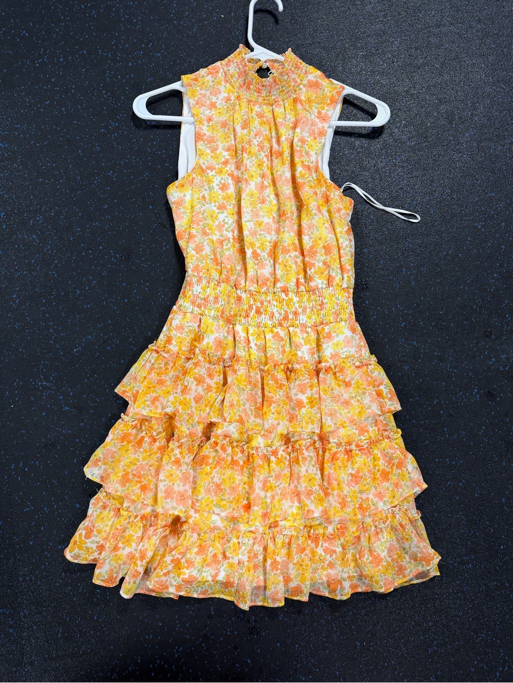 1. State Girls Floral Tiered Ruffle Dress - Yellow Orange